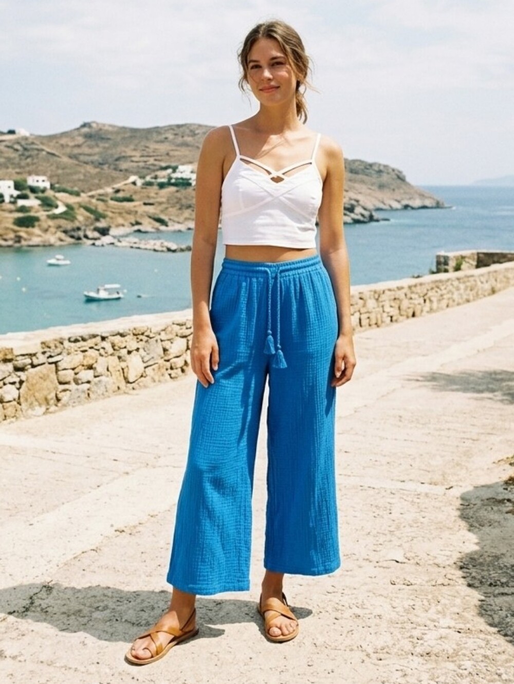 C&C California Bright Blue Gauze Pants